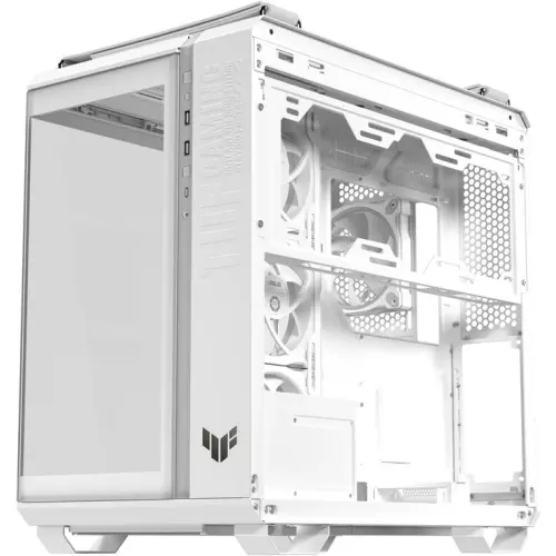Asus Carcasa PC ASUS TUF Gaming GT502 Horizon TG ARGB, fara sursa, sticla securizata, mATX, ATX, mITX, 4 ventilatoare incluse, 13 ventilatoare compatibile, Alb
