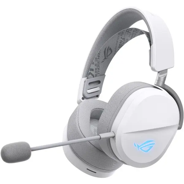 Asus Casti Gaming Wireless ASUS ROG PELTA, 2.4 GHz, Bluetooth, iluminare RGB, Alb