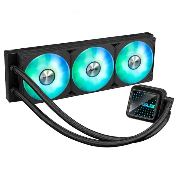 Asus Cooler Procesor ASUS PRIME LC 360 ARGB NEGRU, marime radiator 360mm, 3 ventilatoare ARGB, Viteza ventilatoare 2200 RPM