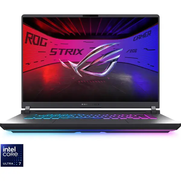 Asus Laptop ASUS Gaming ROG Strix G16 G615LM, Procesor Intel® Core™ Ultra 7 255HX (30M Cache, up to 5.20 GHz), Display 16'' WQXGA 2560x1600, Memorie RAM 16GB DDR5, Capacitate 1TB SSD M.2, Placa video dedicata NVIDIA GeForce RTX 5060 8GB, No OS, (INT Keyb