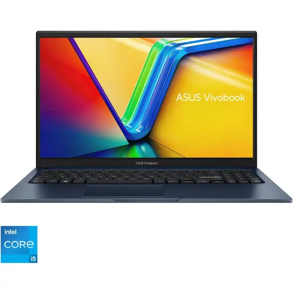 Asus Laptop ASUS Vivobook 15 A1502VA, Procesor Intel® Core™ i5-13420H, Display 15.6'' Full HD (1920x1080), IPS, Memorie RAM 8GB DDR4, Capacitate 512GB SSD, Placa video integrata Intel® HD Graphics, No OS, Quiet Blue (INT Keyboard)