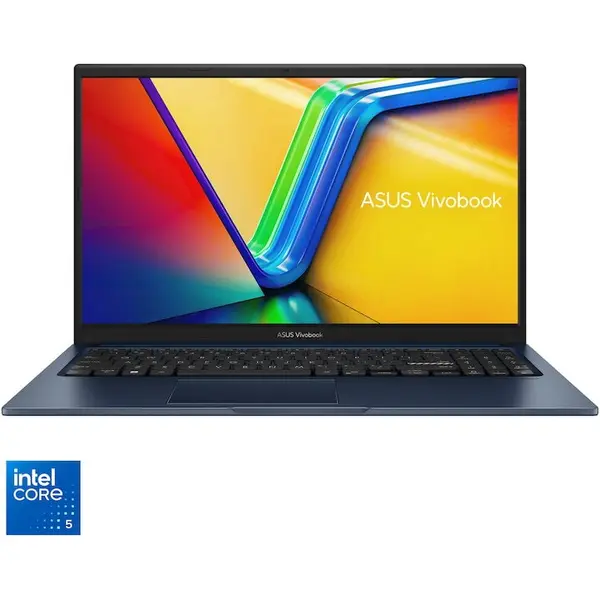 Asus Laptop ASUS Vivobook 15 A1504VA cu procesor Intel® Core™ 5 120U, Display 15.6'', Full HD, IPS, RAM 16GB DDR5, 1TB SSD, Placa grafica Intel® Graphics, No OS, Quiet Blue