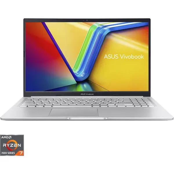 Asus Laptop ASUS Vivobook 15 M1502YA, Procesor AMD Ryzen™ 7 7730U, Display 15.6'' Full HD (1920x1080), IPS, Memorie RAM 8GB DDR4, Capacitate 512GB SSD, Placa video integrata AMD Radeon™ Graphics, No OS, Cool Silver (INT Keyboard)