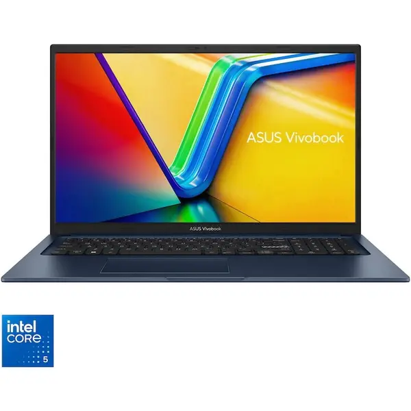 Asus Laptop ASUS Vivobook 17, X1704VA, Display 17.3 FHD (1920 x 1080), Procesor Intel® Core™ 5 120U, Memorie RAM 16 GB DDR4, Capacitate de stocare 1 TB SSD, Placa grafica integrata Intel Graphics, No OS, Albastru (INT Keyboard)