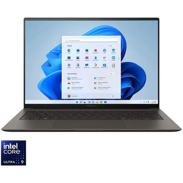 Asus Laptop ASUS Zenbook S 14 UX5406AA, procesor Intel® Core™ Ultra 9 386H pana la 4.9GHz, 14'', 3K, OLED, 120Hz, 32GB LPDDR5X, 1TB SSD, Intel® Graphics, Windows 11 Pro, Gri