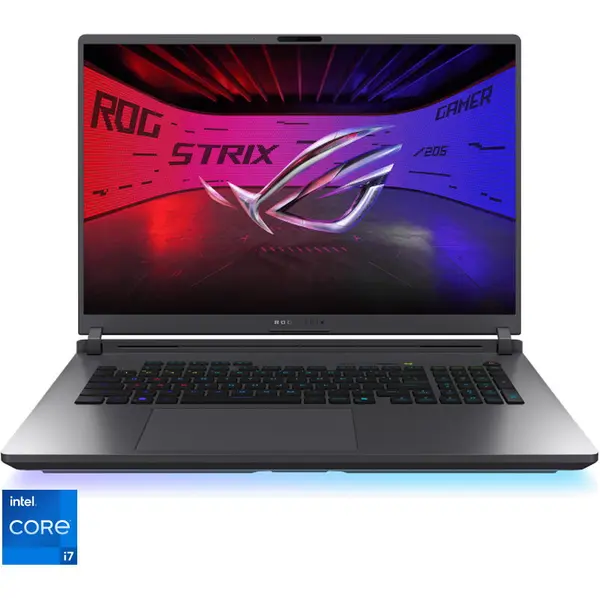 Asus Laptop Gaming ASUS ROG Strix G18 G815JHR, Display 18'' FHD+ (1920 x 1200), Procesor Intel® Core™ i7 14650HX, Memorie RAM 16GB DDR5, Capacitate de stocare 512GB SSD, Placa video dedicata NVIDIA GeForce RTX 5050 8GB, No OS, Gri (INT Keyboard)