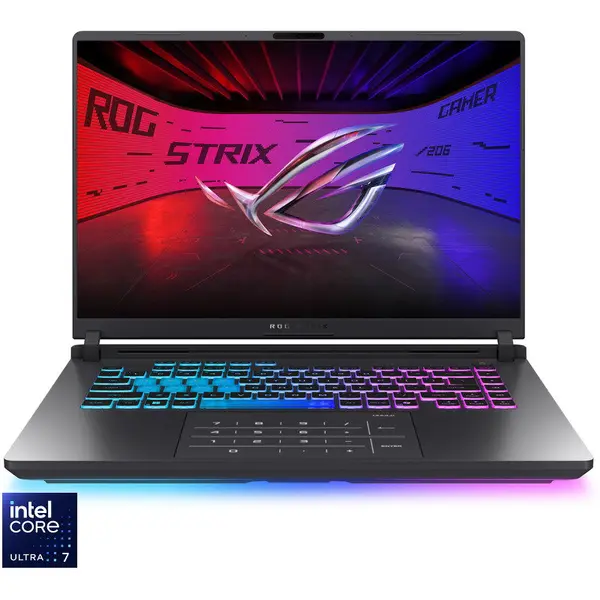 Asus Laptop Gaming ASUS ROG Strix G615LH, 16 inch, 2.5K 240Hz, Procesor Intel® Core™ Ultra 7 255HX (30M Cache, pana la 5.20 GHz),16GB DDR5, 512GB SSD, nVidia GeForce RTX 5050 8GB, No OS, Gri
