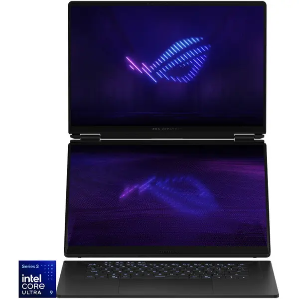 Asus Laptop Gaming ASUS ROG Zephyrus Duo GX651AX, 16 inch, 3K OLED, 120Hz, Touch, Procesor Intel® Core™ Ultra 9 386H (18M Cache, pana la 4.90 GHz), 64GB RAM, 2TB SSD, nVidia GeForce RTX 5090 24GB, Windows 11 Pro, Gri