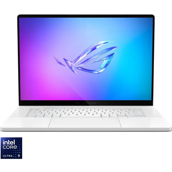 Asus Laptop Gaming Asus ROG Zephyrus G16 OLED GU605CR, 16 inch, 2.5K 240Hz G-Sync, Procesor Intel® Core Ultra 9 285H (24M Cache, pana la 5.40 GHz), 32GB LPDDR5X, 2TB SSD, nVidia GeForce RTX 5070 Ti 12GB, No OS, Alb