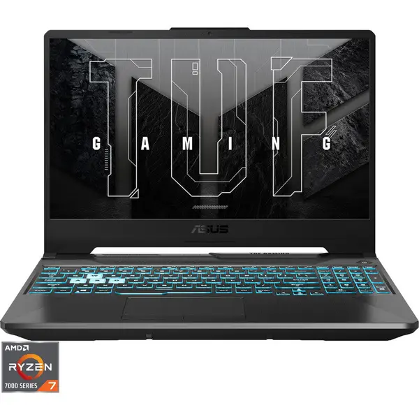 Asus Laptop Gaming ASUS TUF A15 FA506NCG, Display 15.6'' FHD (1920 x 1080), Procesor AMD Ryzen™ 7 7445HS, Memorie RAM 16GB DDR5, Capacitate de stocare 512GB SSD, Placa video dedicata NVIDIA GeForce RTX 3050 4GB, No OS, Negru (INT Keyboard)