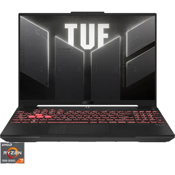 Asus Laptop Gaming ASUS TUF A16 FA607NUG, Display 16'' FHD+ (1920 x 1200), Procesor AMD Ryzen™ 7 7445HS, Memorie RAM 16GB DDR5, Capacitate de stocare 512GB SSD, Placa video dedicata NVIDIA GeForce RTX 4050 6GB, No OS, Gri (INT Keyboard)