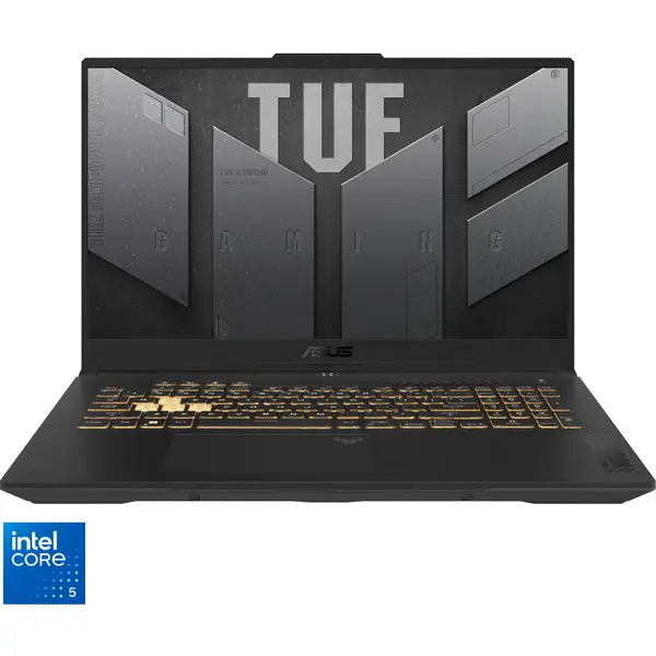 Asus Laptop Gaming ASUS TUF F17 FX707VJ, Procesor Intel® Core™ 5 210H, Display 17.3'' Full HD (1920x1080), IPS, Memorie RAM 32GB DDR4, Capacitate 512GB SSD, Placa video dedicata NVIDIA® GeForce RTX™ 3050 6GB GDDR6, No OS, Mecha Gray (INT Keyboard)