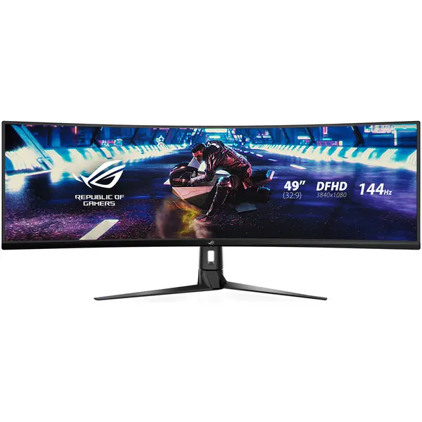 Asus Monitor LED Asus Gaming CURBAT VA Q SAmsUNG 49 SUPER ULTRA-WIDE 32:9, HDR, 144HZ, 1ms, HDMI, DISPLAY PORT, FREESYNC, NEGRU, LC49HG90DM