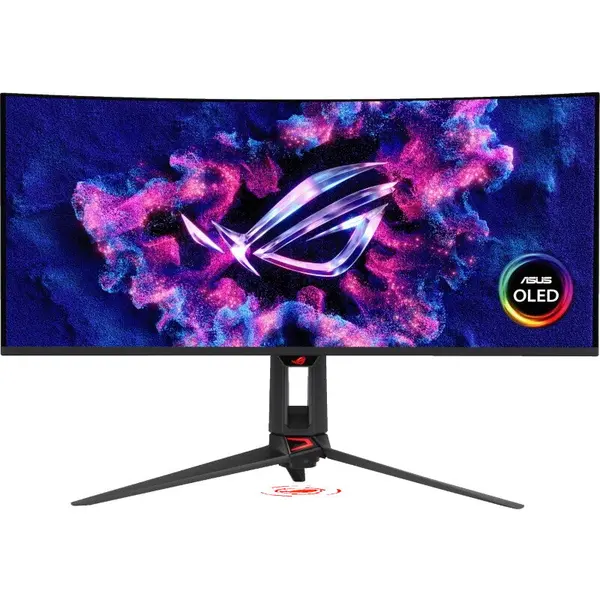 Asus Monitor LED Asus Gaming ROG Swift PG34WCDN, Curbat, 34 inch, UWQHD, QD-OLED, 0.03 ms, 360 Hz, USB-C, HDR, FreeSync Premium Pro & G-Sync Compatible, Negru