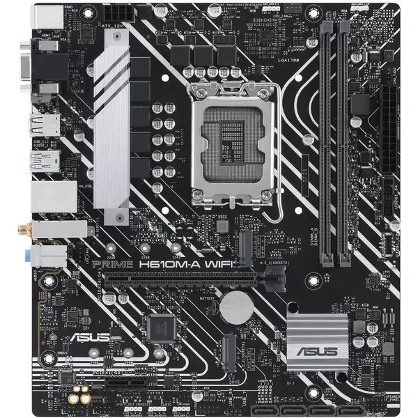 Asus Placa de baza ASUS PRIME H610M-A WIFI, Intel H610, LGA 1700, DDR5, Micro ATX, Wi-Fi 5