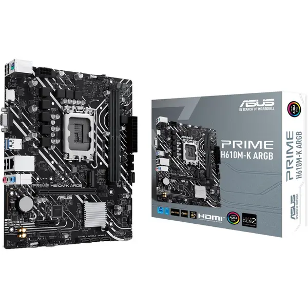 Asus Placa de baza ASUS PRIME H610M-K ARGB, Micro ATX, Intel, Socket LGA 1700