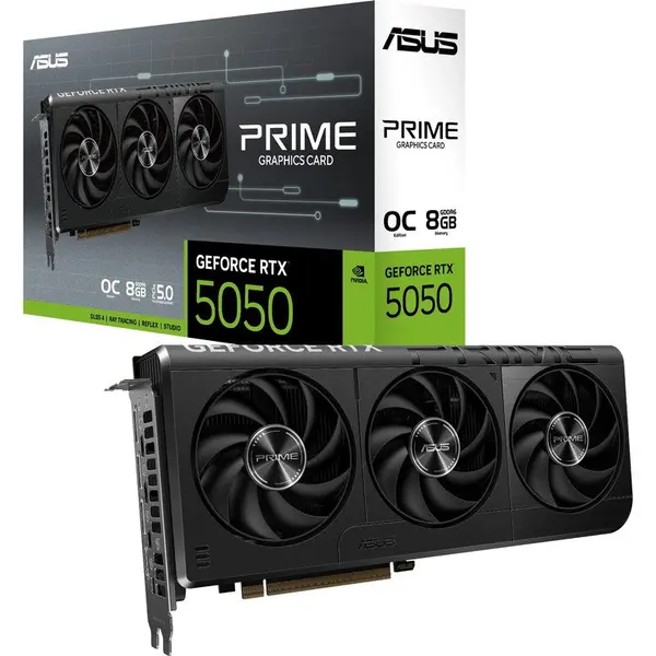 Asus Placa video ASUS GeForce RTX 5050 PRIME OC 8GB GDDR6, 128-bit, graphics card DLSS 4, DisplayPort, HDMI 2.1