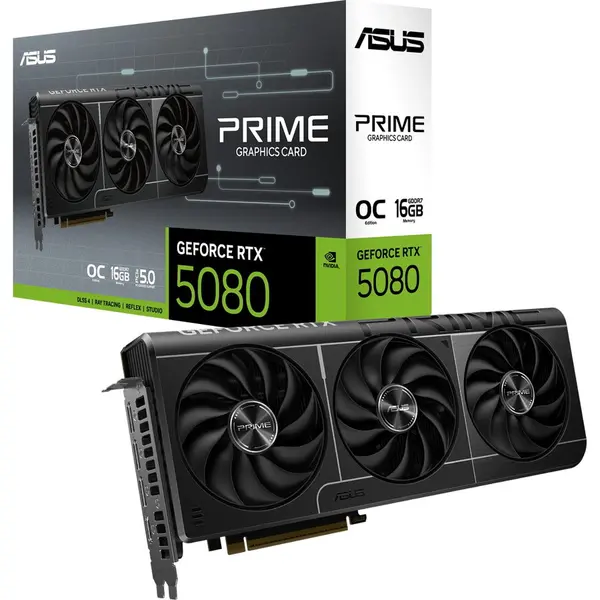 Asus Placa video ASUS PRIME GeForce RTX 5080 OC Edition, 16GB GDDR7, 256bit, PRIME-RTX5080-O16G