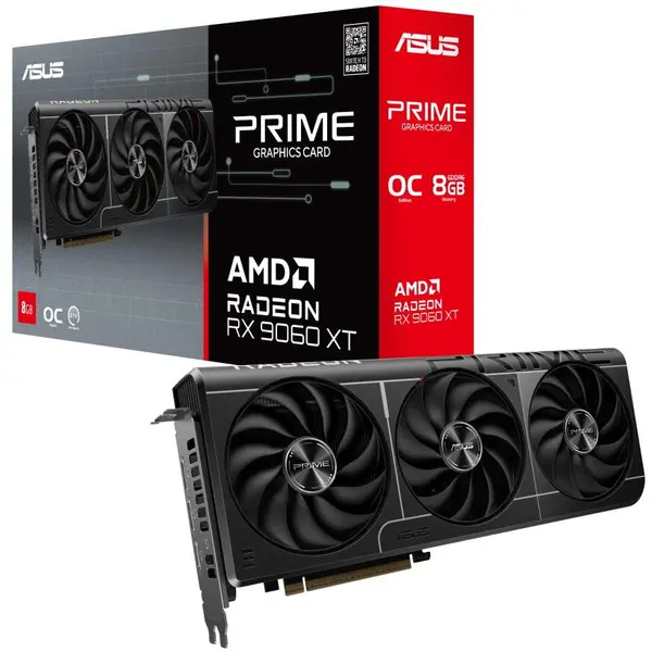 Asus Placa video ASUS Radeon RX 9060 XT Prime Overclocked, 8GB GDDR6 128-bit