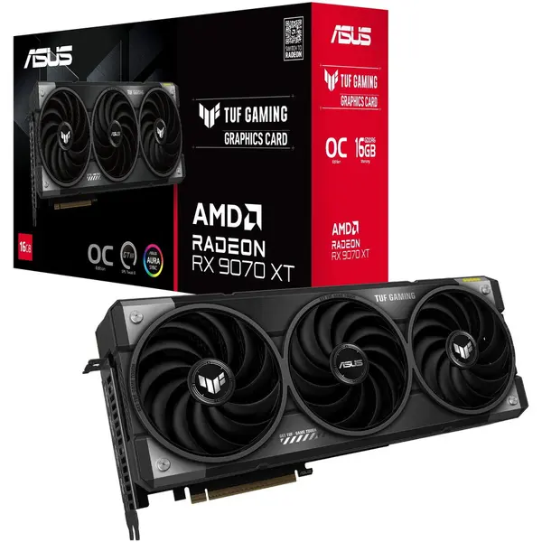 Asus Placa video ASUS TUF Gaming AMD RADEON™ RX 9070 XT OC, 16GB GDDR6, 256-bit