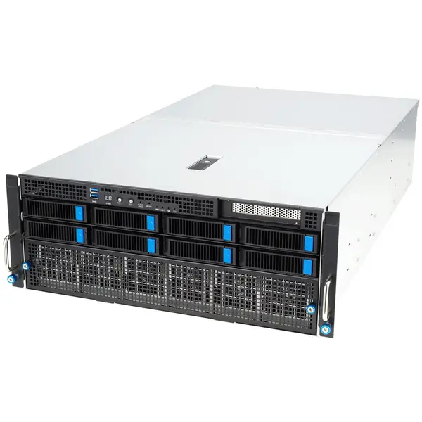 Asus Server ASUS ESC8000A-E12, Rack 4U, fara procesor, fara memorie, 8 x LFF, 3 x 3000 W, Fara sistem de operare