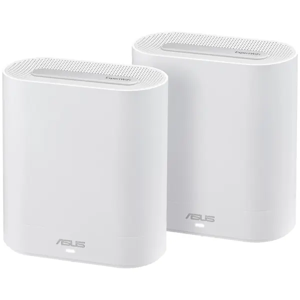 Asus Sistem Wi-Fi Mesh Business ASUS ExpertWiFi EBM68 2PK, AX7800, Tri-Band, Quad-Core 1.7GHz CPU, 256MB/1GB Flash/RAM, 2.5G port, OFDMA, Beamforming, 8 SSIDs, guest portal customizat, Commercial-Grade Network Security & VPN, AiMesh, montare perete