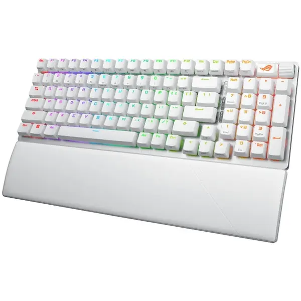 Asus Tastatura Gaming Wireless ASUS ROG STRIX SCOPE II 96, Swithuri ROG NX Snow&Storm, Suport de Incheietura Detasabil, Alb, 90MP037A-BKUA30