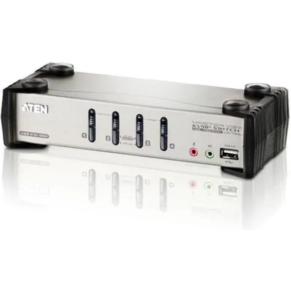 ATEN ATEN CS1734B 4-Port USB 2.0 KVMP Switch OSD, 4x USB Cables, 2-port Hub, Audio