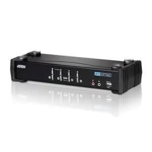 ATEN ATEN CS1764A 4-Port DVI USB 2.0 KVMP Switch, 4x DVI-D Cables, 2-port Hub, Audio