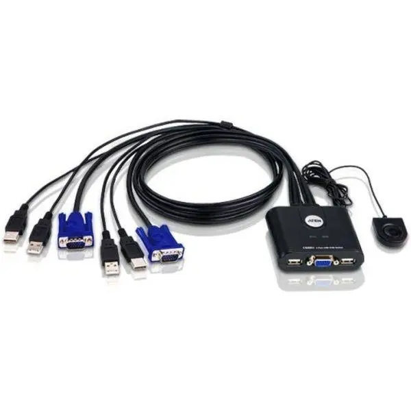 ATEN ATEN CS22U 2-Port USB KVM Switch, Remote port selector, 0.9m cables
