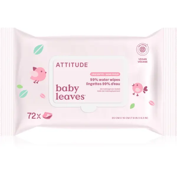 Attitude Baby Leaves Water Wipes Șervețele umede fara parfum 72 buc