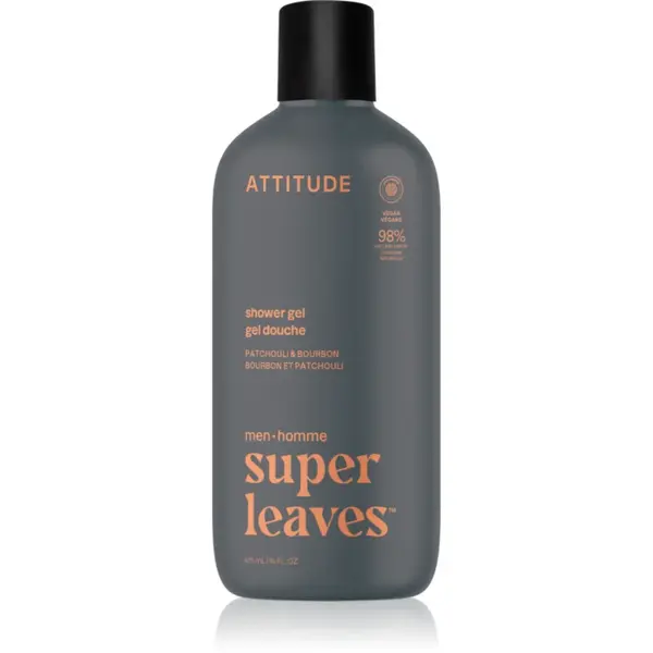 Attitude Super Leaves Men Shower Gel gel de duș pentru barbati Patchouli & Bourbon 415 ml