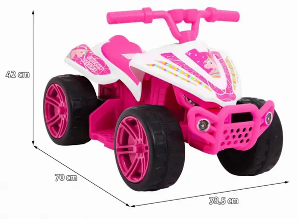 ATV electric pentru copii Novokids Mini Monster Roz, 6V, lungime 70 cm, greutate admisa 30 kg