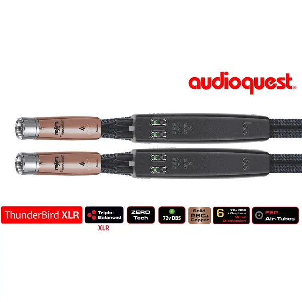 Audioquest Cablu audio 2XLR - 2XLR AudioQuest Thunderbird, 1.0m, Level 6 noise Dissipation with Graphene, Solid PSC+, Dual DBS X