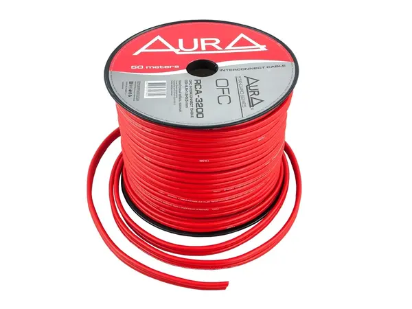 AurA RCA-3200 RED, Cablu RCA OFC 2 Canale Dublu Ecranat, Rosu, 1000 mm