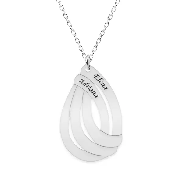 Ava - Colier personalizat lacrima mare cu nume din argint 925