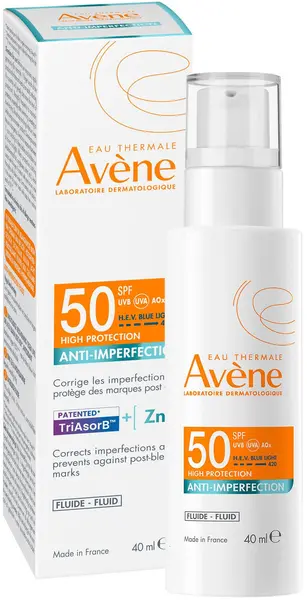 Avène Sun Fluid de protecție solară anti-imperfecțiuni, SPF50, 40 ml