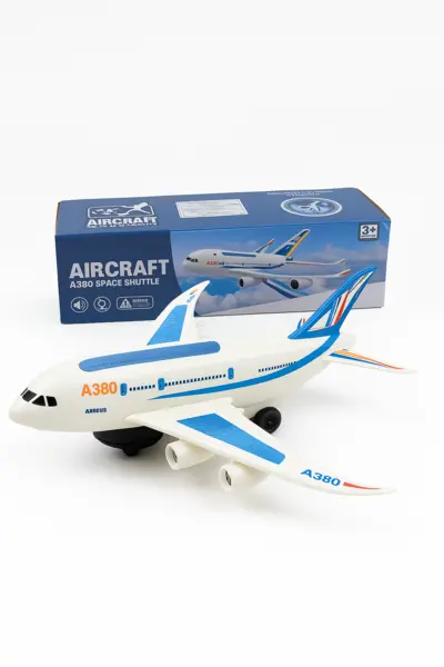 Avion Jucarie A380 cu Lumini, Sunete si Ridicare Automata - Bump Go, Model Mare pentru Copii