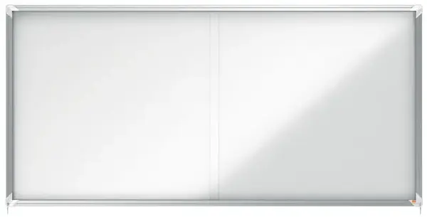 Avizier NOBO Premium Plus, interior, otel emailat, 27x A4, geam glisant si cheie, magnetic, alb Avizier NOBO Premium Plus, interior, otel emailat, 27x A4, geam glisant si cheie, magnetic, alb