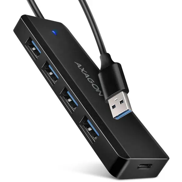 AXAGON Hub USB Axagon HUE-C1A, 4x USB 3.2 Gen 1, 0.2m, USB-A, Negru