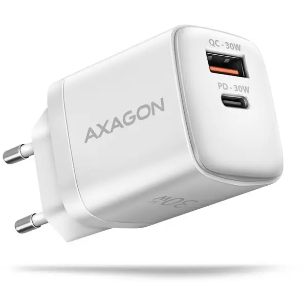 AXAGON Incarcator retea AXAGON ACU-PQ30W, PD 3.0, QC 4+, 1x USB-C, 1x USB-A, 30 W, Alb