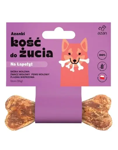 AZANKI Os de ros pentru câini mofturoși „Pentru poftă de mâncare” cu rumen și tendon vită, 12 cm