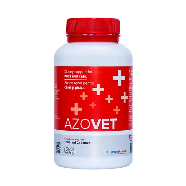 AZOVET, supliment sistem renal câini și pisici, capsule AZOVET, XS-XL, supliment sistem renal câini și pisici, flacon, 120 capsule