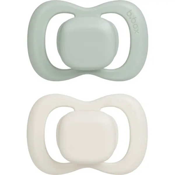B.Box Silicone 0-6m suzetă Sage/Vanilla 2 buc
