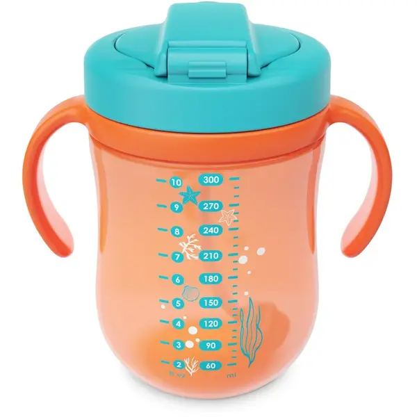 Baboo Cup with Silicone Straw and Gravity Ball ceasca cu pai Sea Life 9m+ 300 ml