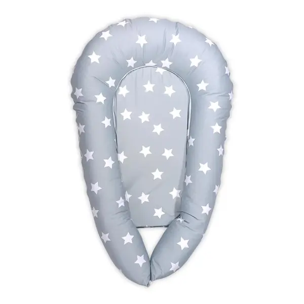 Baby Nest 3 in 1 cu husa din bumbac ranforce 110x70x15 cm Grey Mist