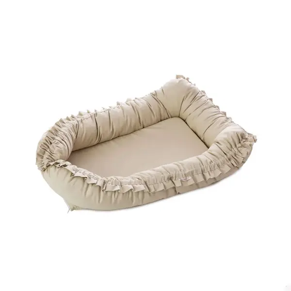 Baby Nest Bej cu Volănașe TWINDECO Beige Cotton Flower