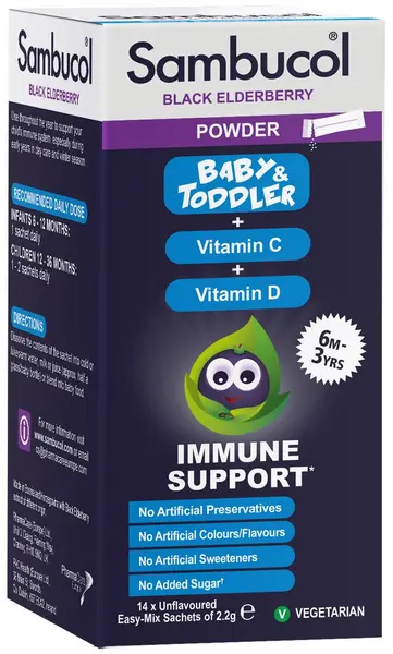 Baby & Toddler Powder, 14 pliculețe, Sambucol