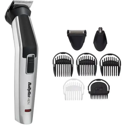 Babyliss Aparat de tuns si ras BaByliss MT726E, Multi trimmer Titanium 8in1, 8 accesorii, Silver