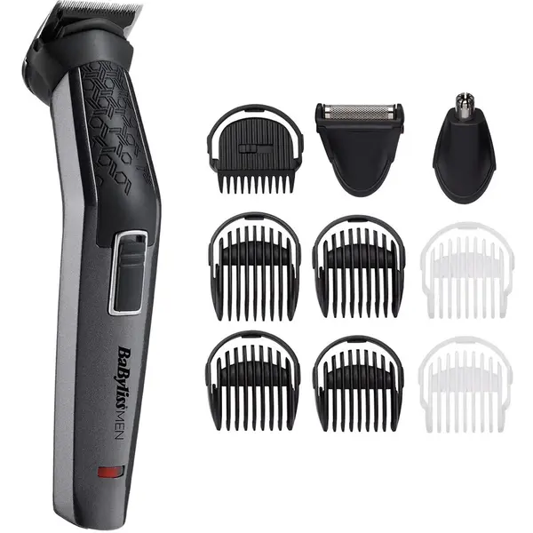 Babyliss Aparat de tuns si ras BaByliss MT727E Carbon Titanium 10in1 Multi Trimmer, 10 Accesorii, 3 capete, Negru